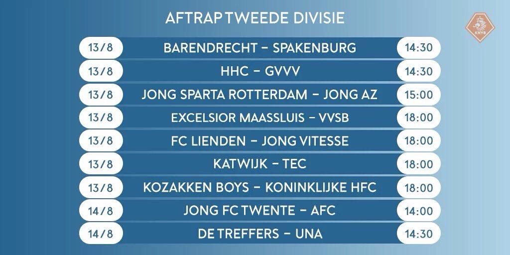 Speelschema 2e Divisie - Voetbal in Haarlem